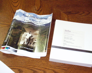 Dummy book binding, blank pages bound for sizing the cover and spine